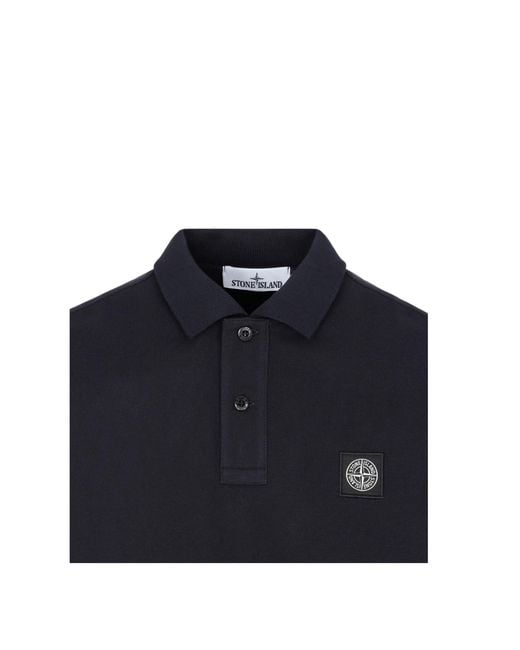 Stone Island Blue Logo Patch Short-Sleeved Polo Shirt for men