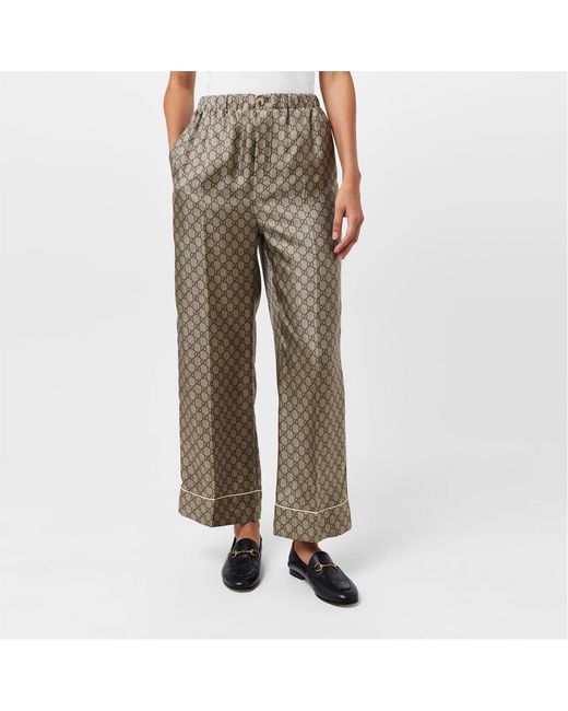 Gucci Gray Logo Wide-Leg Track Pants