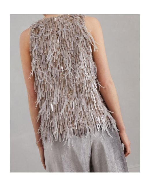 Brunello Cucinelli Brown Dazzling Embroidered Top
