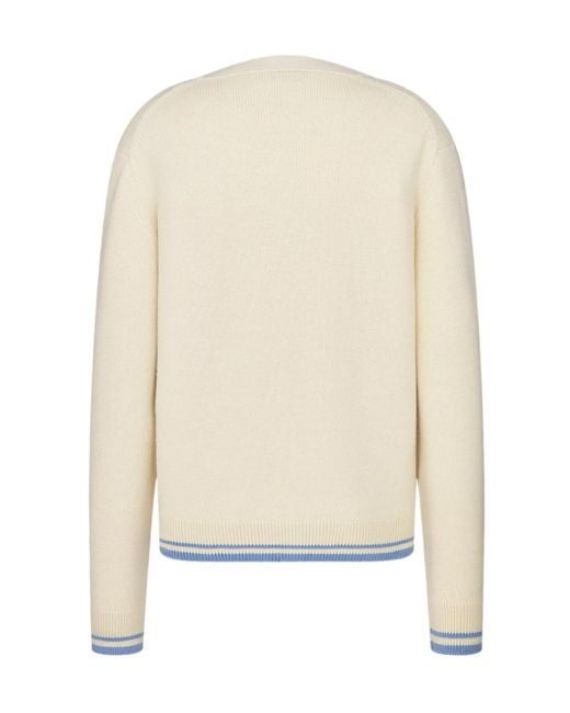 Dior White Homme Logo Embroidered Button-Up Cardigan for men