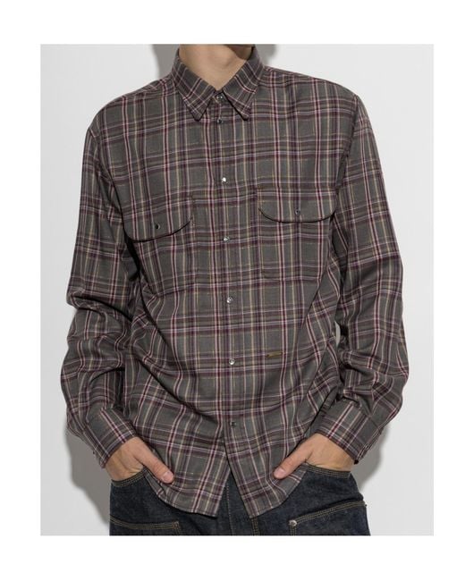 DSquared² Gray Collared Long-Sleeved Shirt for men