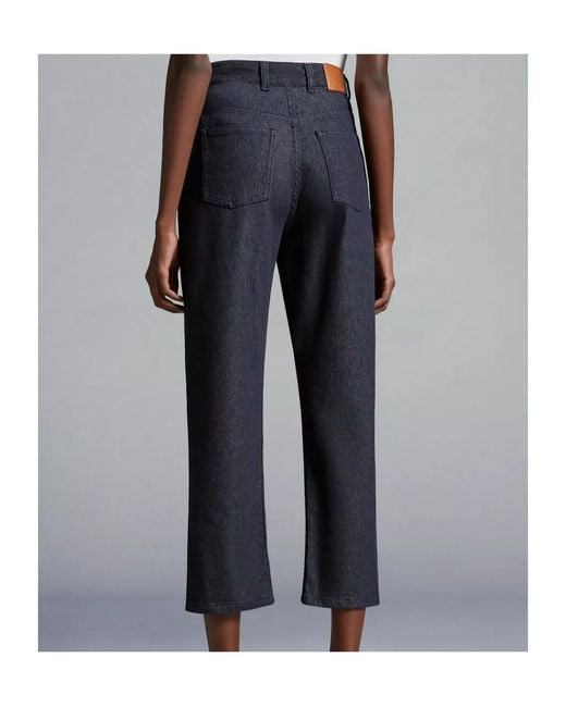 Moncler Blue High Waist Straight Cut Trousers
