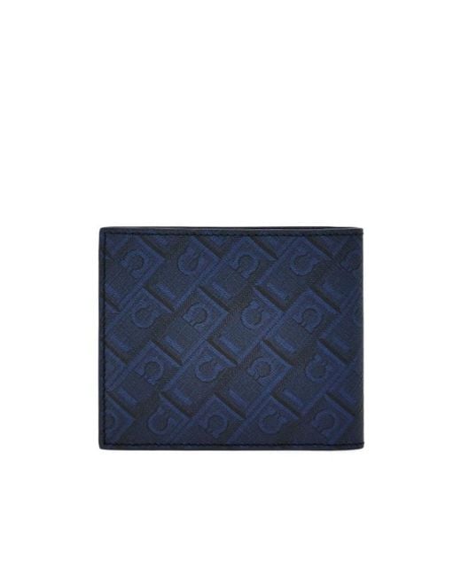 Ferragamo Blue Ferragamo Monogram Bi-Fold Wallet for men