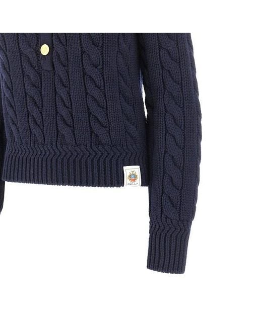 Bally Blue Logo Patch Buttoned Jumper