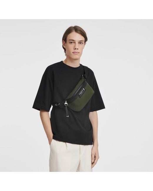 Longchamp Black X Econyl Medium Le Pliage Energy Canvas Belt Bag for men