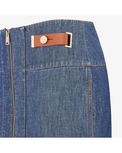 Fendi Blue Zip Detailed Jeans Skirt