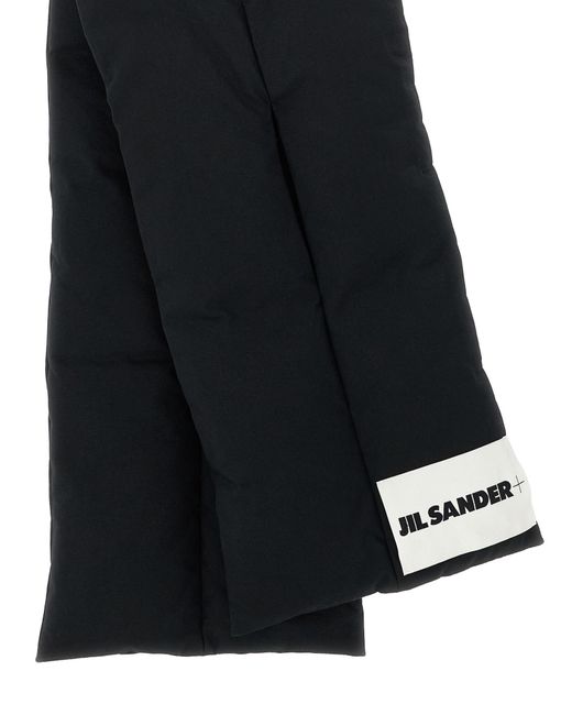 Jil Sander Black Padded Logo-Patch Scarf for men