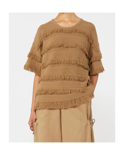 Max Mara Natural Fringe-Details T-Shirt