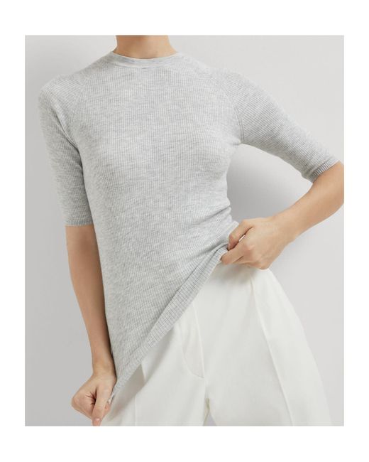 Brunello Cucinelli Gray Crewneck Ribbed Jumper