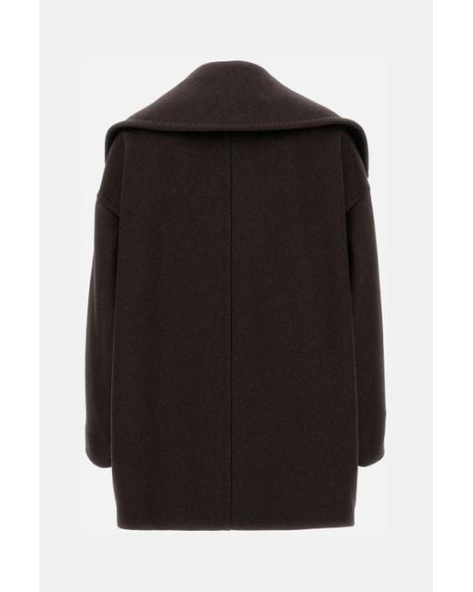 Max Mara Black Mario Double-Breasted Long-Sleeved Coat