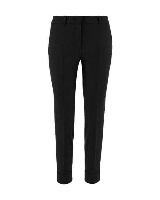 Ql2 Black Casual Trousers With Belt Loops
