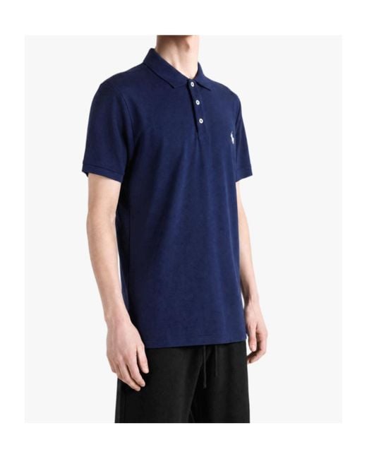 Polo Ralph Lauren Blue Macro Piquet Polo Shirt for men