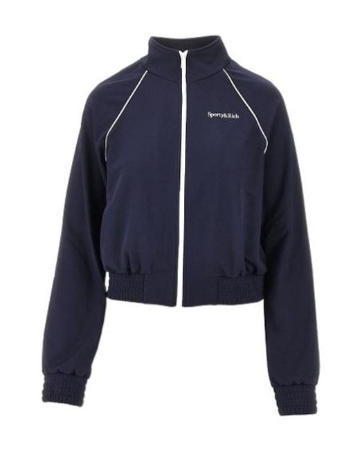 Sporty & Rich Blue Sweatshirt Serif Logo Retro Track
