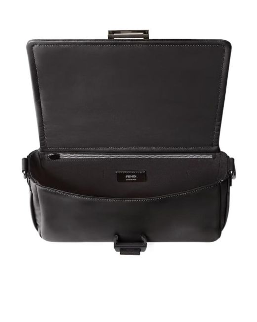 Fendi Black Flux Buckle Messenger Bag for men