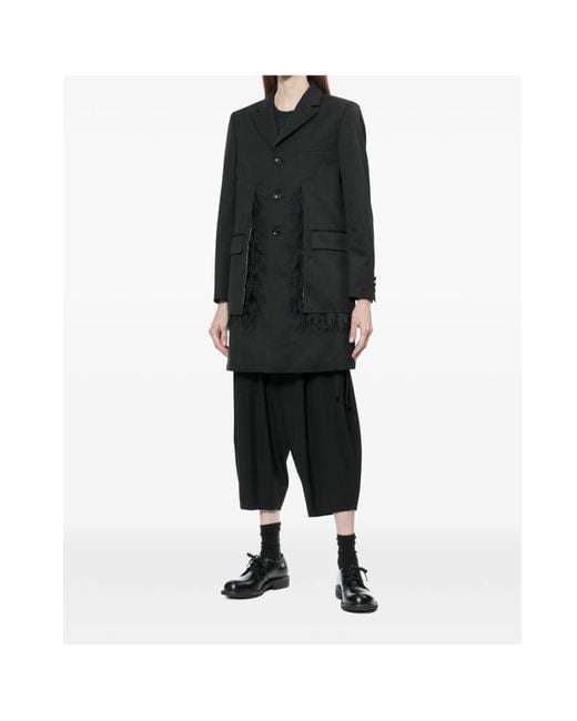 Comme des Garçons Black Feather-Trim Coat