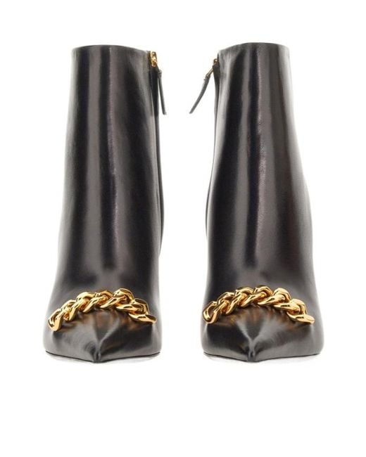 Tom Ford Black Chain-Linked Stiletto-Heel Boots