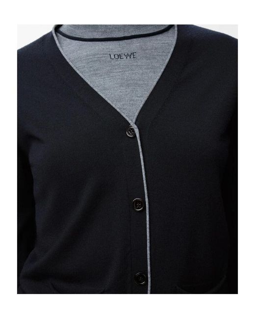 Loewe Blue Long-Sleeved Knitted Cardigan