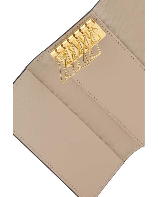 Marni Blue Colour Block Saffiano Leather Keyring