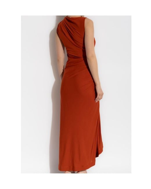 Bottega Veneta Red Drop Detailed Sleeveless Dress