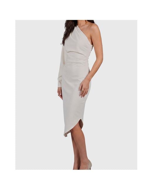 FEDERICA TOSI Gray One-Shoulder Cady Longuette Dress