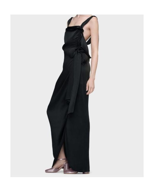 Maison Margiela Black Satin Maxi Dress