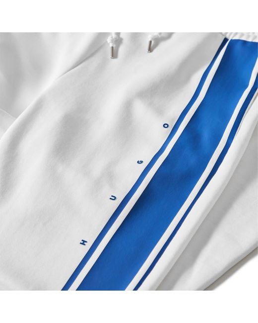 Boss White Color Block Casual Long Pants for men