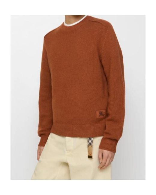 Burberry Brown Ekd Intarsia-Knit Crewneck Jumper for men