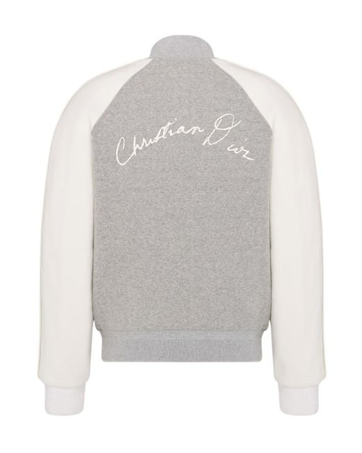 Dior Gray Lily Of The Valley Varsity Jacket for men