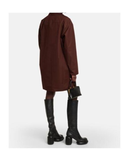 Jil Sander Brown Layered Cotton Minidress