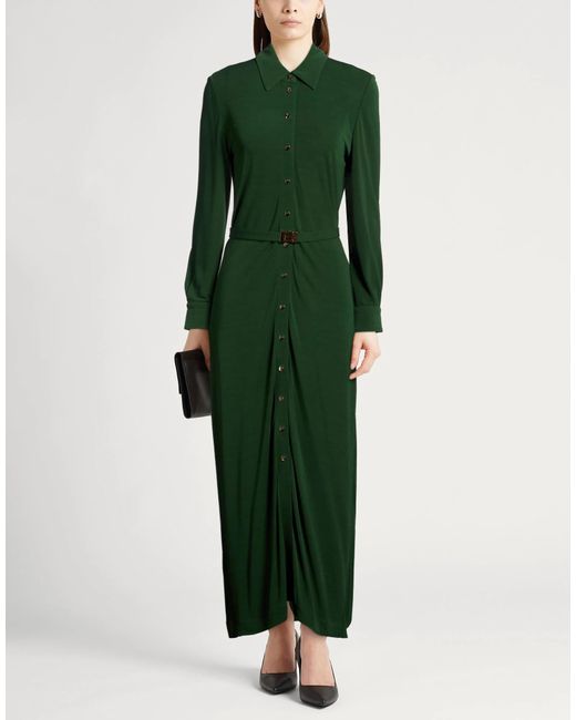 Tory Burch Green Solid Color Long Sleeve Shirt Dress
