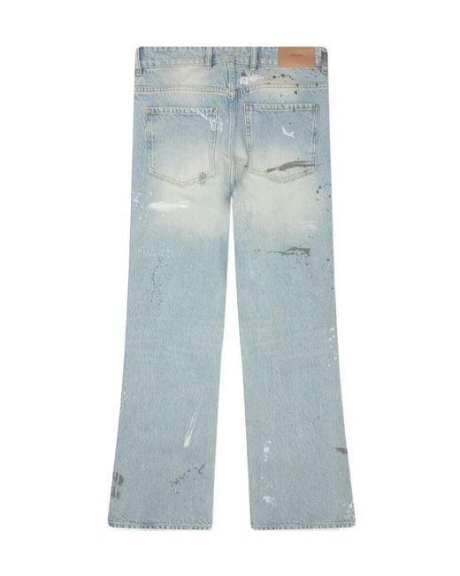 Represent Blue Coastal Painted Distressed Jeans for men