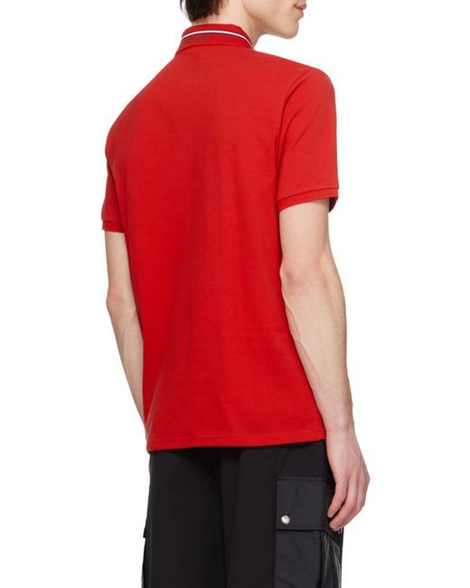 Moncler Red Logo-Patch Polo Shirt for men