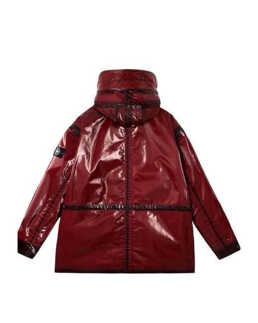 Stone Island Red Logo Patch Hooded Parka for men