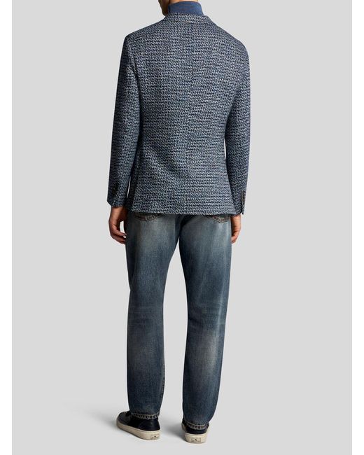 Etro Blue Single-Breasted Tailored Blazer for men
