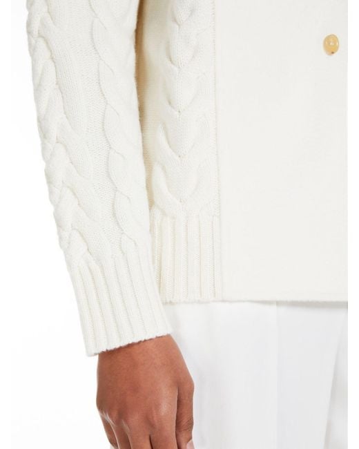 Max Mara White Micio Double-Breasted Cable-Knit Cardigan