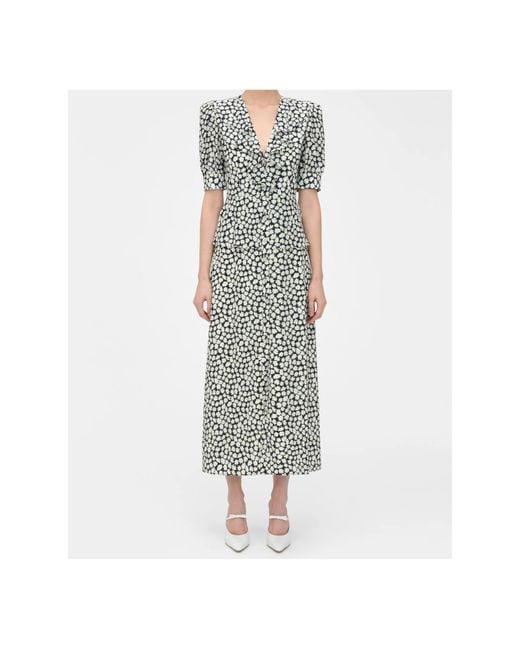 Alessandra Rich Multicolor Floral Printed V-Neck Midi Dress