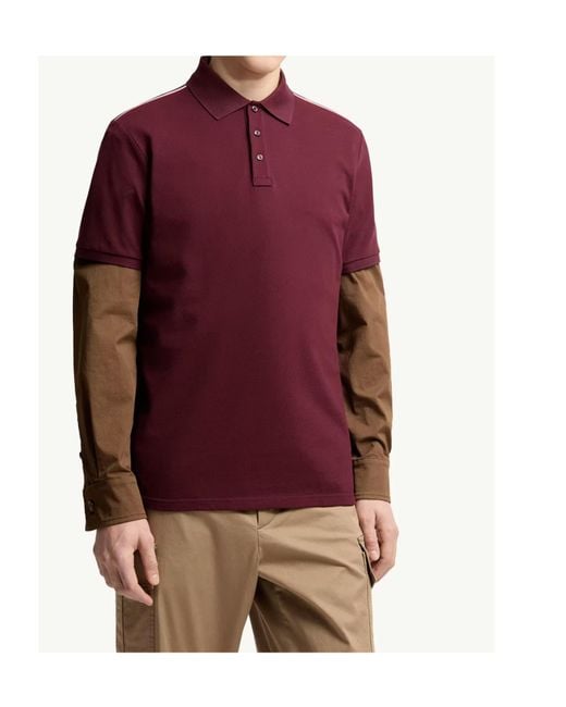 Moncler Red Logo Patch Short-Sleeved Polo Shirt for men