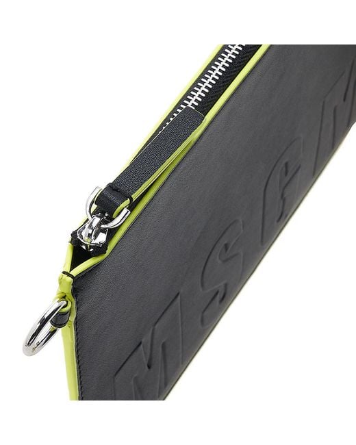 MSGM Black Embossed-Logo Clutch Bag for men