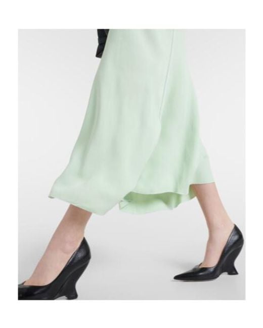 Victoria Beckham Green Gathered Midi Dress