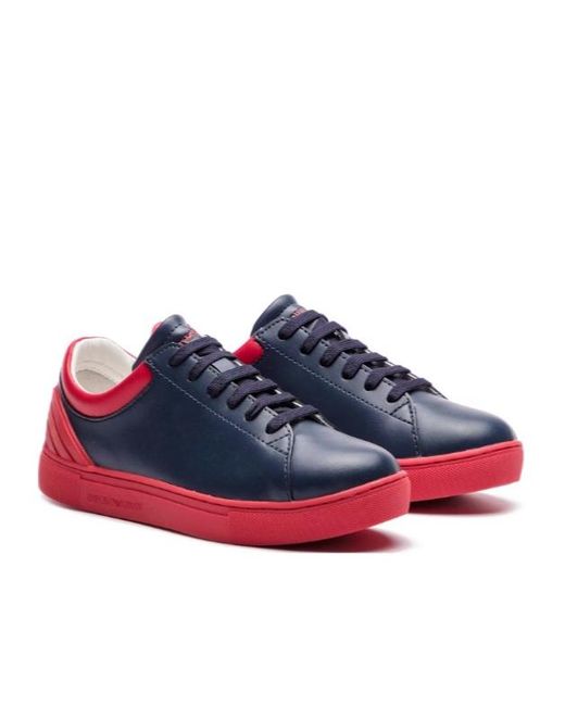 Emporio Armani Blue Lace-Up Low-Top Sneakers