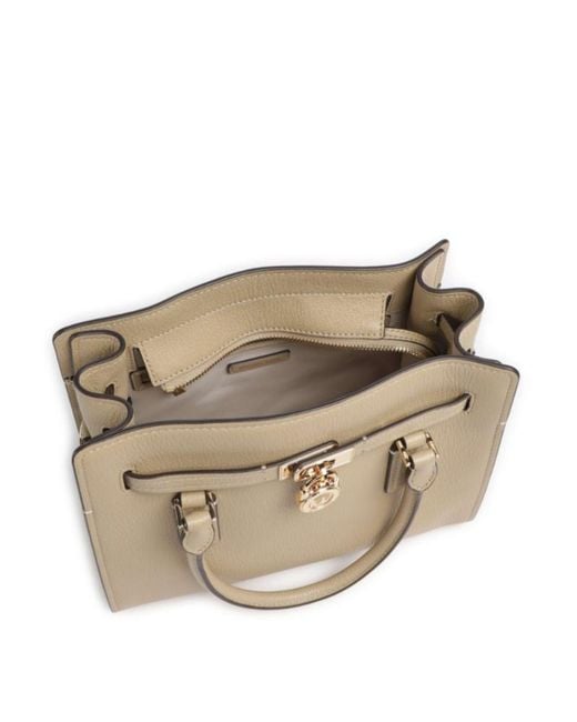 MICHAEL Michael Kors Natural Hamilton Logo-Padlock Pebbled-Leather Tote Bag