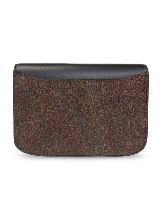 Etro Black Essential Jacquard Foldover Top Crossbody Bag