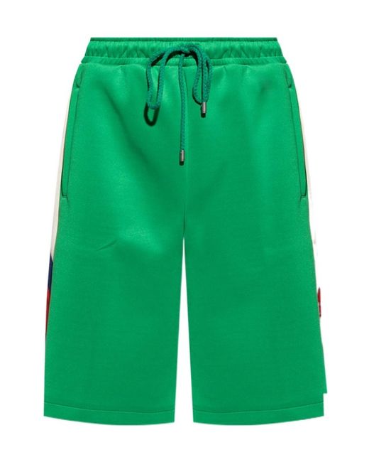Gucci Green Side Stripe-Detail Shorts for men