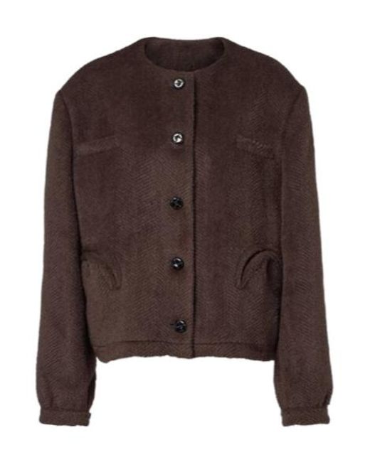 Blazé Milano Brown Gliss Chevron Alpaca And Wool Jacket
