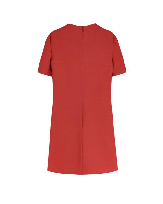 Valentino Red Bow Detail Short Sleeve Dress