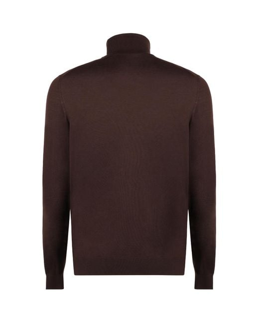 Kiton Brown Turtleneck Knit Pullover for men