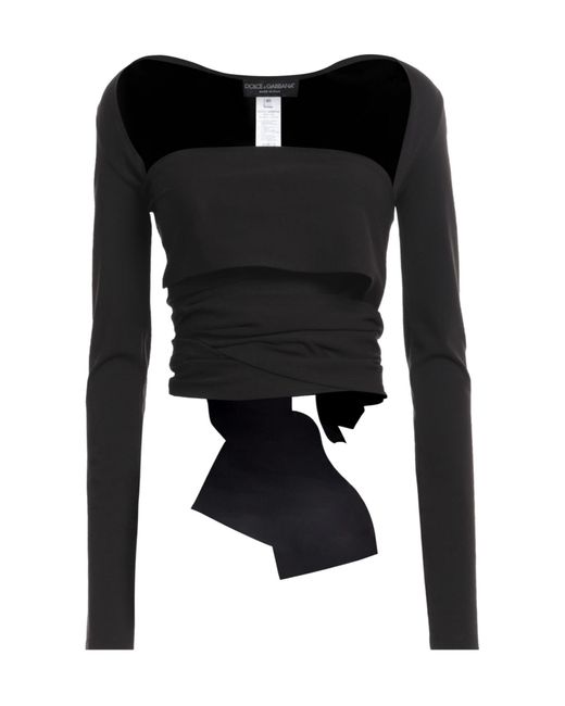 Dolce & Gabbana Black Solid Fitted Cropped Top