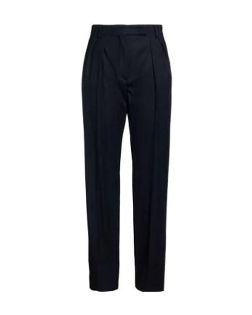 Max Mara Blue High-Waisted Pleated Straight-Leg Dress Trousers