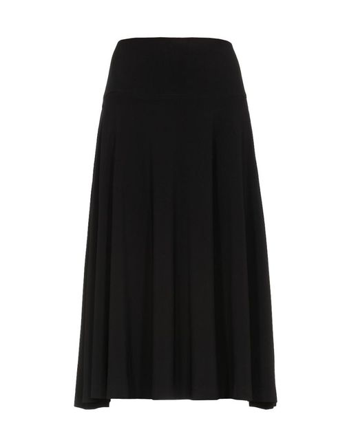 Norma Kamali Black Elastic Waist Midi Skirt