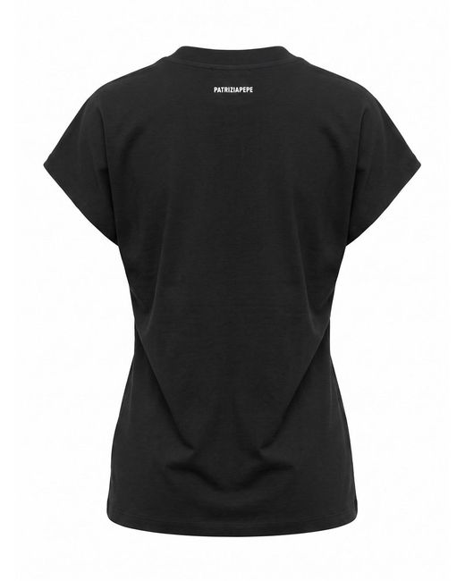 Patrizia Pepe Black Stud-Embellished T-Shirt